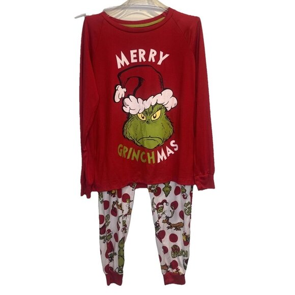 THE GRINCH DR.SEUSS HOLIDAY Women’s 2 Piece Christmas Pajama PJ Set Sz S(4-6) - Picture 1 of 13